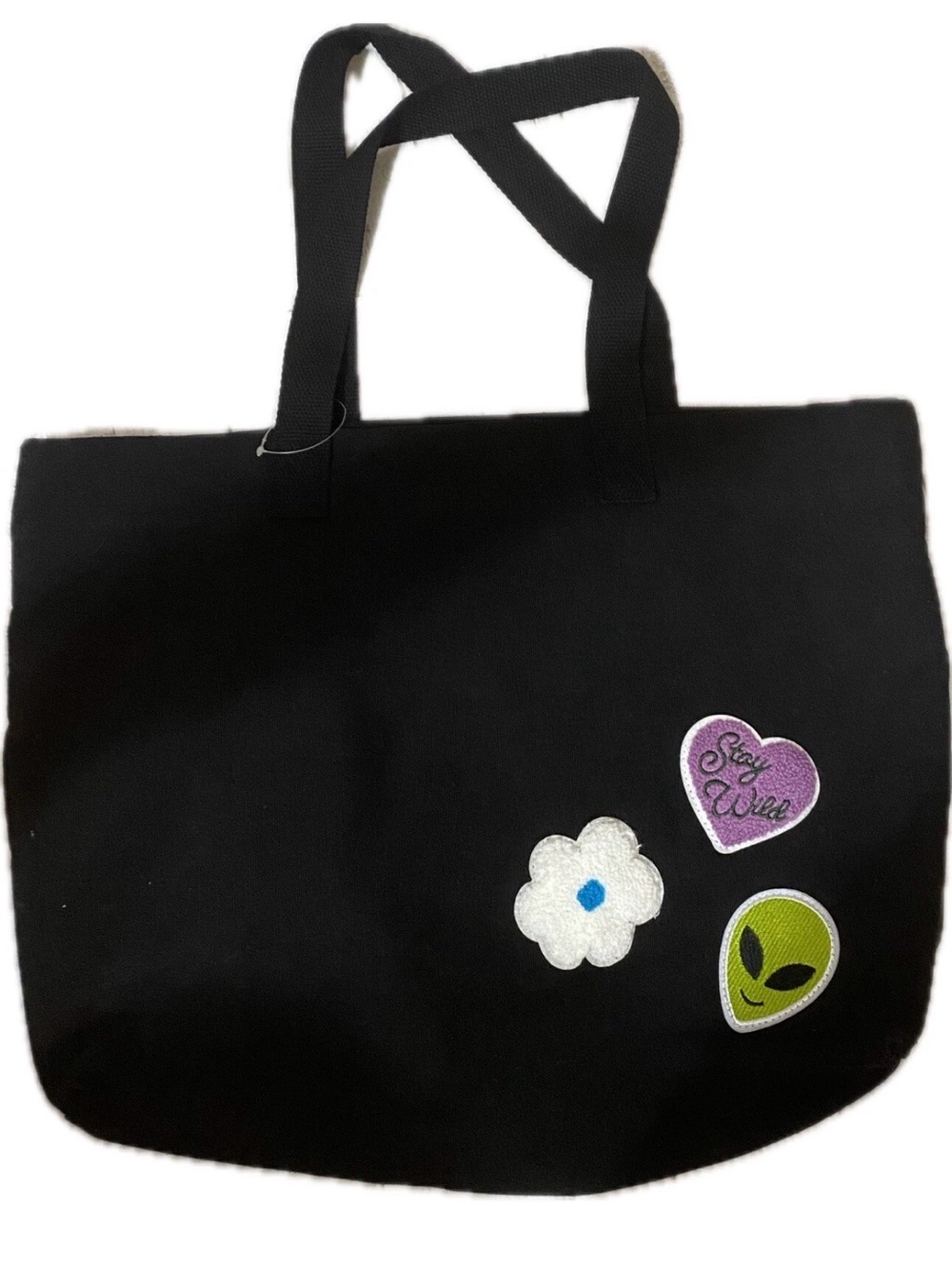 Wild fable Black Tote with cute patches. New